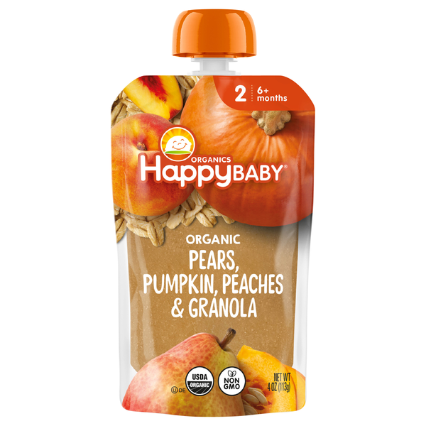 Happy Baby Organics 2 Baby Food Pears Pumpkin Peaches & Granola