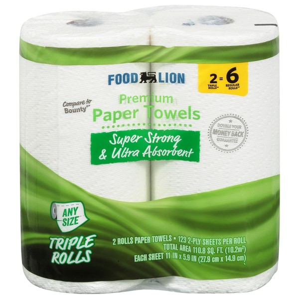 Food Lion 2-Ply White Premium Triple Roll Paper Towels - 2 ct
