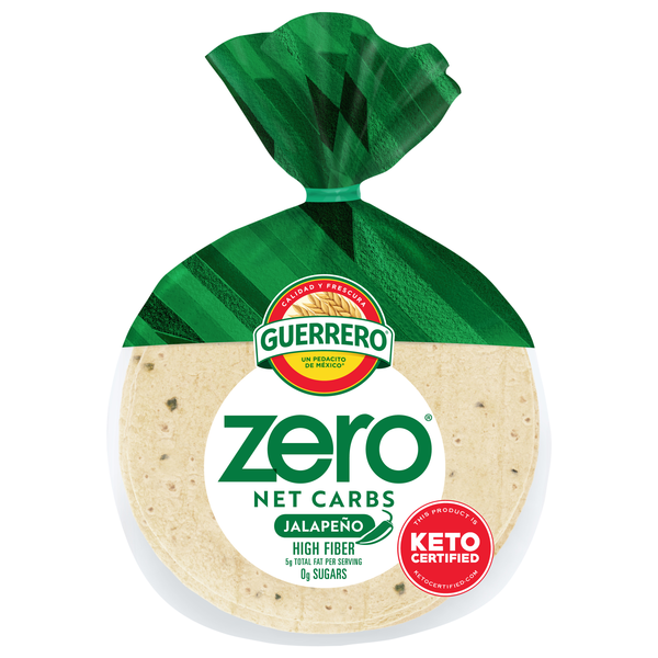 Guerrero Zero Net Carbs Keto Jalapeno Flour Tortillas 4.5 Inch - 14 ct