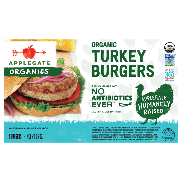 Applegate Organics Turkey Burgers - 4 ct Frozen