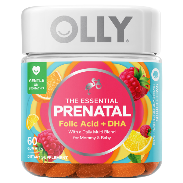 OLLY The Essential Prenatal Folic Acid + DHA Sweet Citrus Gummies