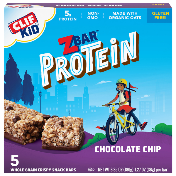 CLIF KID ZBAR Organic Chocolate Chip 5g Protein Snack Bar - 5 ct