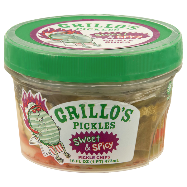 Grillo's Pickles Sweet & Spicy Dill Pickles Chips Fresh