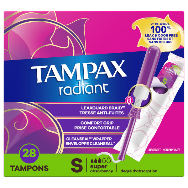 Tampax Radiant Unscented Super Tampons