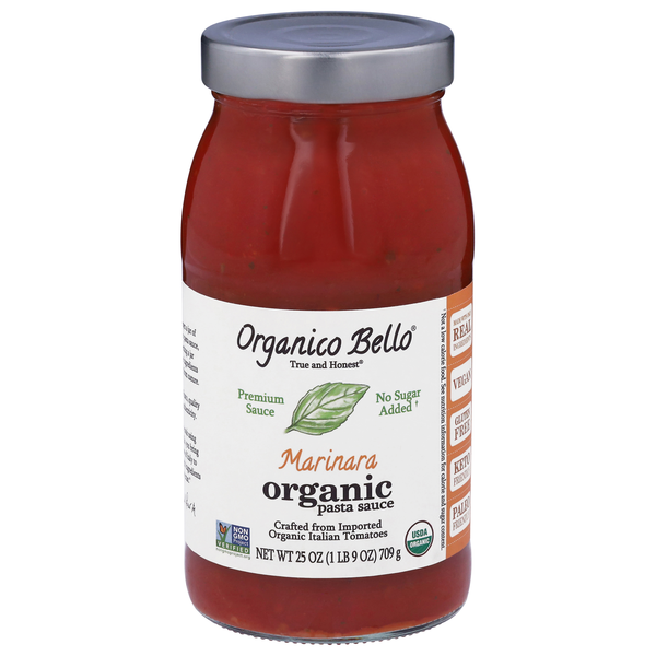 Organico Bello Organic Gluten Free No Sugar Added Marinara Pasta Sauce