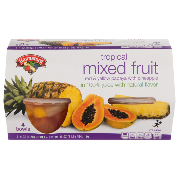 Hannaford Tropical Mixed Fruit Cups in Juice - 4 ct