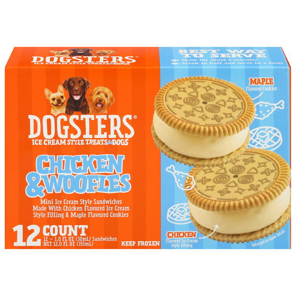 DOGSTERS Chicken & Woofles Ice Cream Style Treats for Dogs - 12 ct Frozen