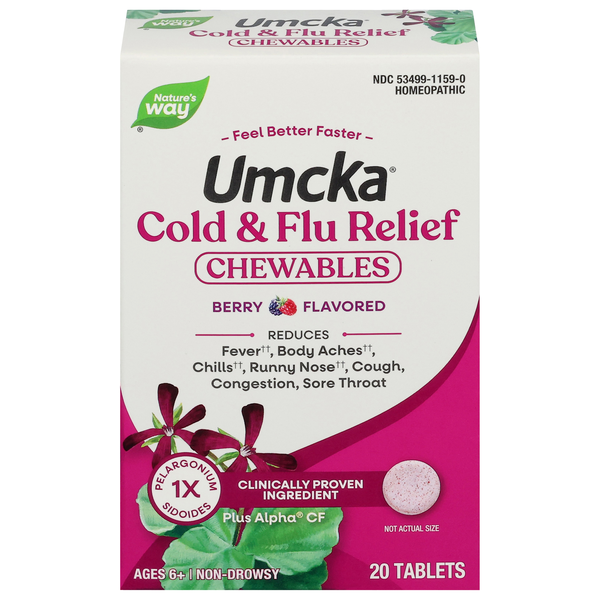 Nature's Way Umcka Cold+Flu Berry Flavor Chewable Tablets