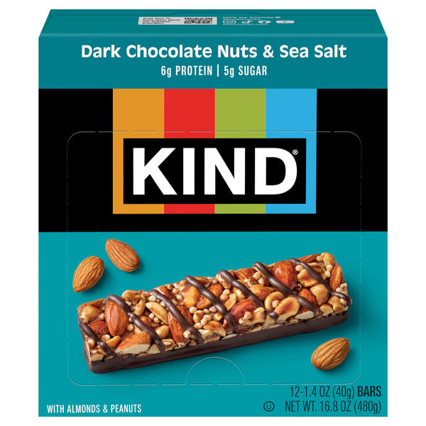 KIND Gluten Free Dark Chocolate Nuts & Sea Salt Bars - 12 ct