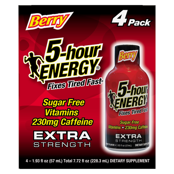 5-Hour Energy Extra Strength Sugar Free Berry Energy Shot - 4 pk