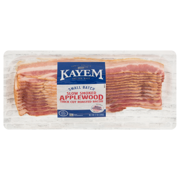 Kayem Small Batch Slow Applewood Smoked Thick Cut Roasted Bacon Sliced