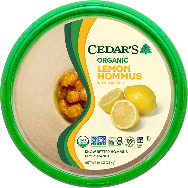 Cedar's Organic Gluten Free Lemon Hommus with Toppings