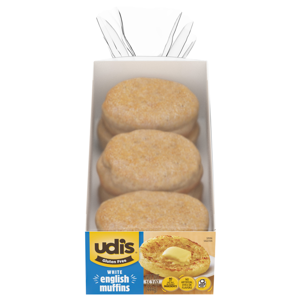 Udi's Gluten Free White English Muffins - 6 ct Frozen
