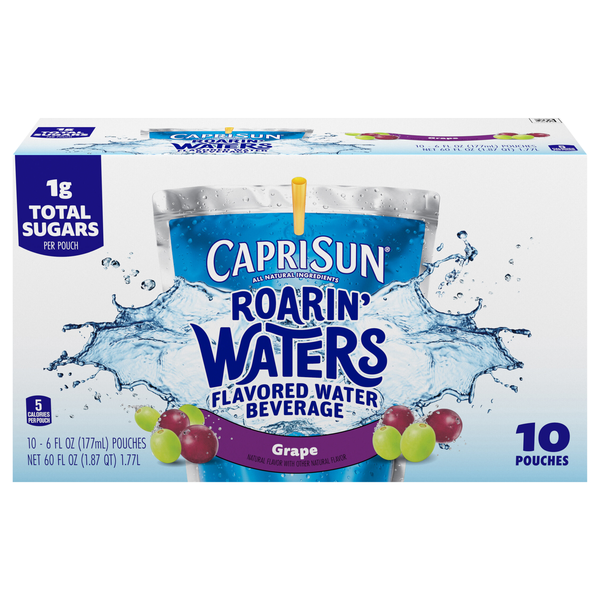 Capri Sun Roarin' Waters Grape Geyser Flavored Beverage Pouches - 10 pk