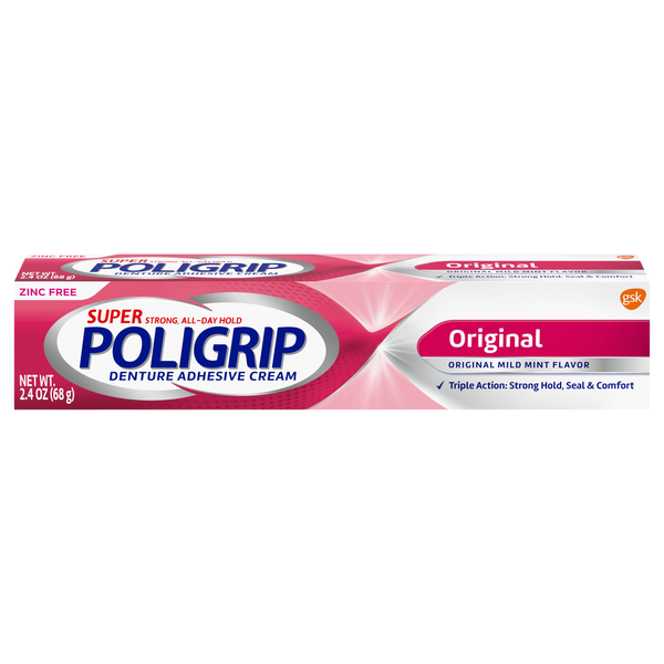 Super PoliGrip Denture Adhesive Cream Original Zinc Free