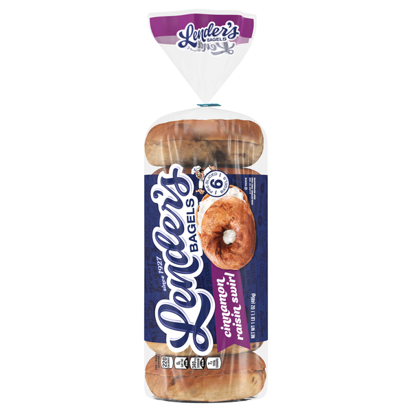 Lender's Cinnamon Raisin Swirl Bagels - 6 ct Refrigerated