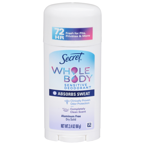 Secret Sensitive Aluminum Free Completely Clean Scent Whole Body Deodorant