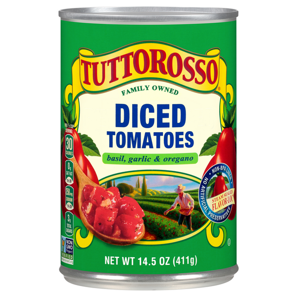 Save on Tuttorosso Tomatoes Diced with Basil, Garlic & Oregano Order