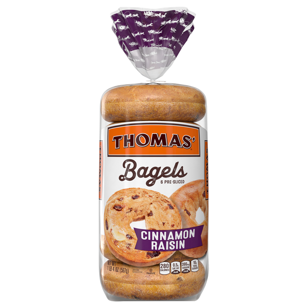 Save on Thomas' Bagels Cinnamon Raisin PreSliced 6 ct Order Online
