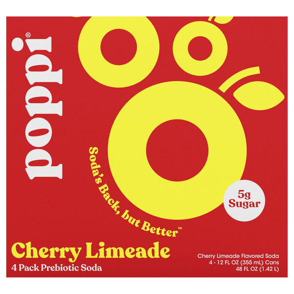 Poppi Cherry Limeade Prebiotic Soda - 4 pk