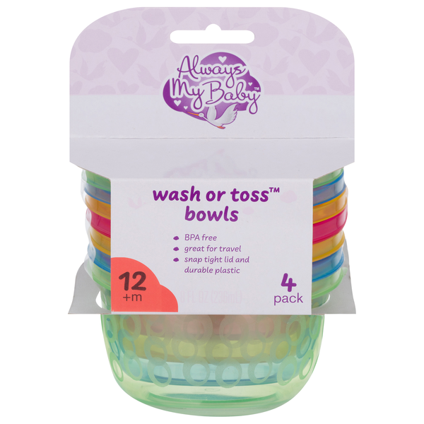 Always My Baby Wash or Toss Bowls with Lids 12m+