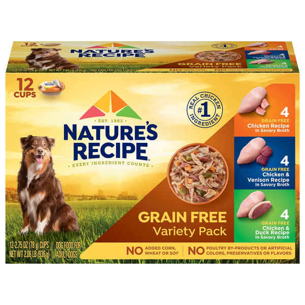 Nature's Recipe Grain Free Variety Pack Adult Wet Dog Food - 12 ct