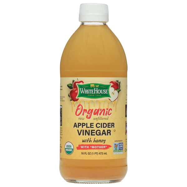 White House Organic Raw Unfiltered Apple Cider Vinegar with Mother & Honey