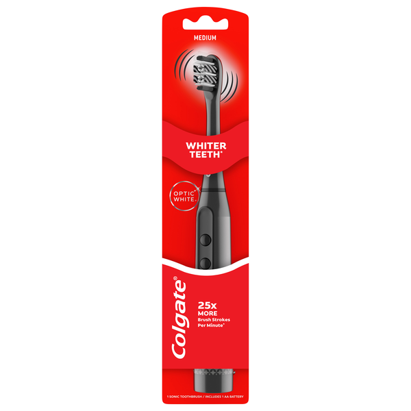 Colgate Optic White Adult Sonic Battery Powered Toothbrush Medum