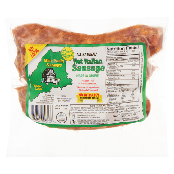 Maine Family Farms All Natural Hot Italian Sausage - 3 ct