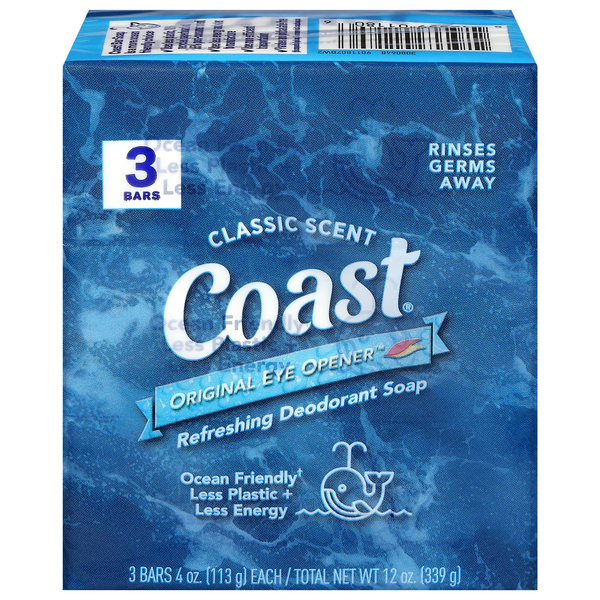 Coast Pacific Force Classic Scent Deodorant Bath Soap Bars - 3 ct