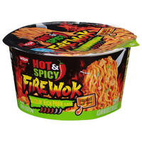 Nissin Fire Wok Hot & Spicy Rich Pork Asian Noodles in Sauce Bowl