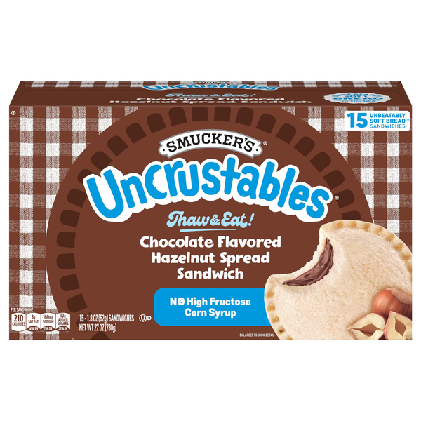 Smucker's Uncrustables Chocolate Flavored Hazelnut Spread Sandwich - 15 ct