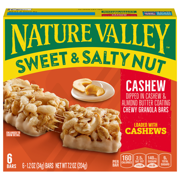 Nature Valley Sweet & Salty Nut Chewy Cashew Granola Bars - 6 ct