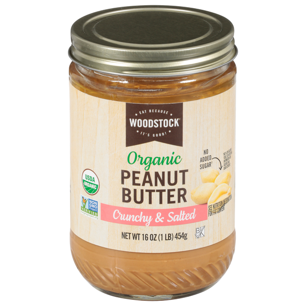 Woodstock Organic No Added Sugar Crunchy & Salted Peanut Butter