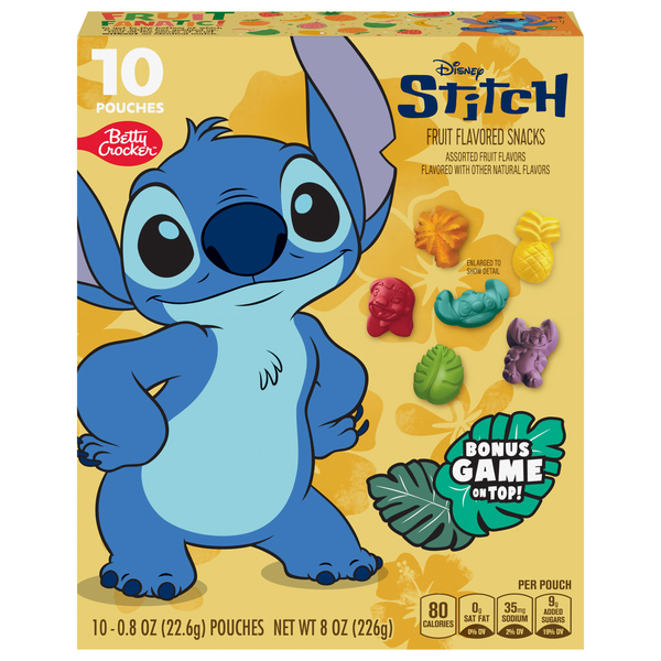 Betty Crocker Disney Stitch Assorted Fruit Flavored Snacks - 10 ct