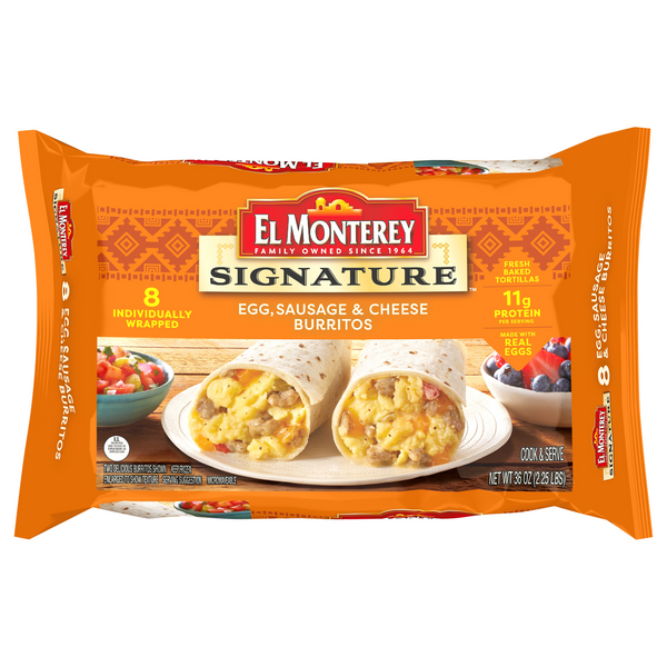 El Monterey Signature Egg Sausage & Cheese Breakfast Burritos - 8 ct