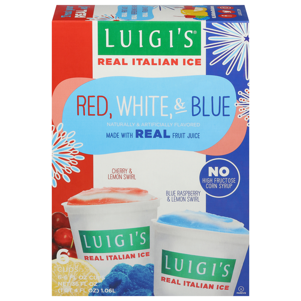 Luigi's Red White & Blue Real Italian Ice - 6 ct