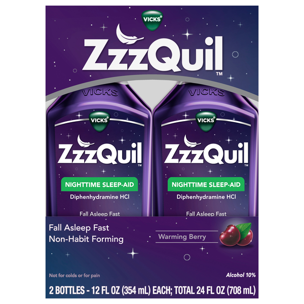 Vicks ZzzQuil Warming Berry Nighttime Sleep Aid Liquid - 2 ct