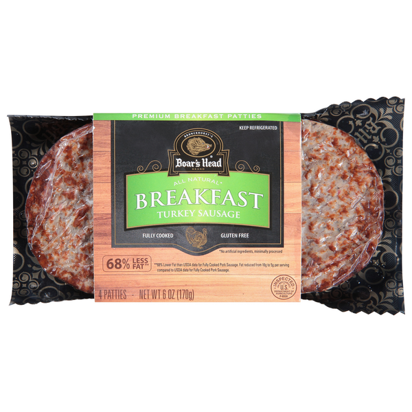 Boar's Head Natural Turkey Breakfast Sausage Patties - 4 ct