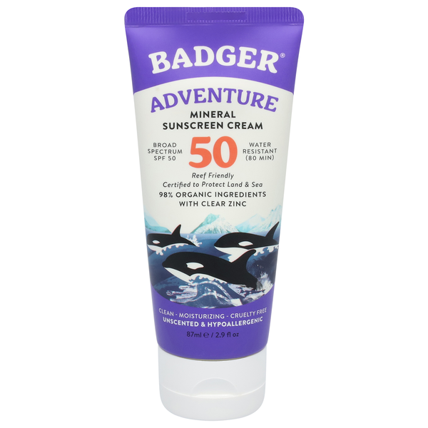 Badger Adventure Mineral Sunscreen Cream SPF 50