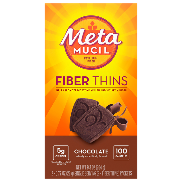 MetaMucil Chocolate Psyllium Fiber Thins - 12 ct