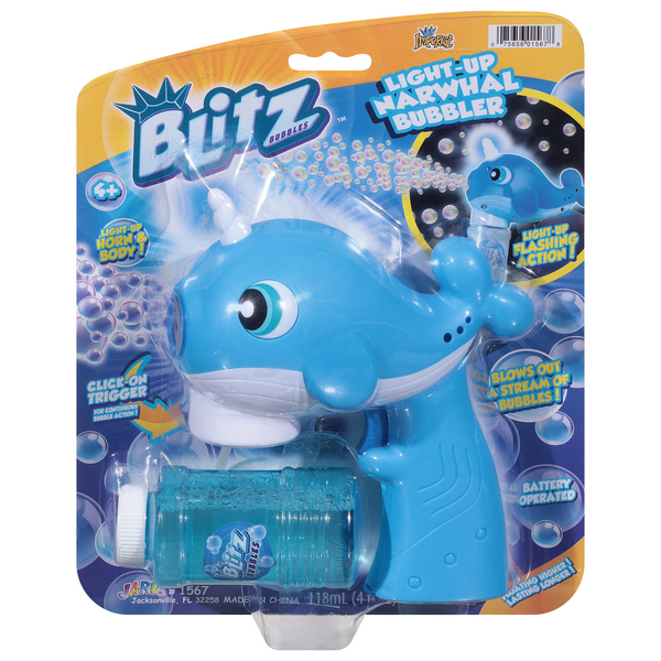 Blitz Light-Up Narwhal Bubbler Blue