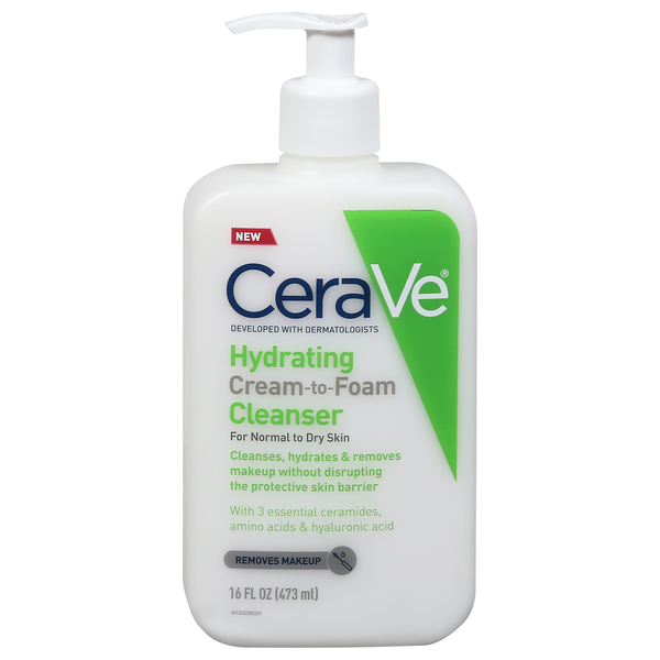 CeraVe Hydrating Cream-to-Foam Cleanser Pump Ceramides & Hyaluronic Acid