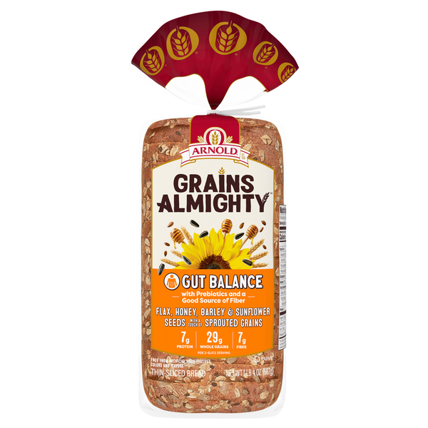 Arnold Grains Almighty Gut Balance Protein Fiber Thin Sliced Bread