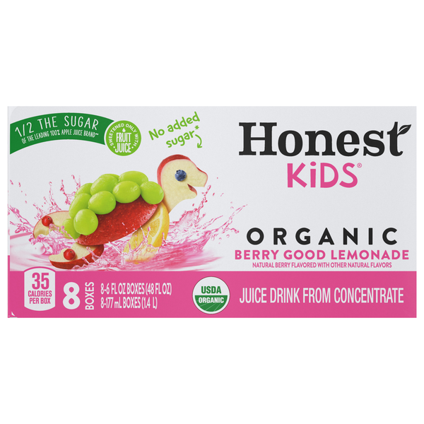 Honest Kids Organic Berry Good Lemonade Juice Drink Boxes - 8 pk