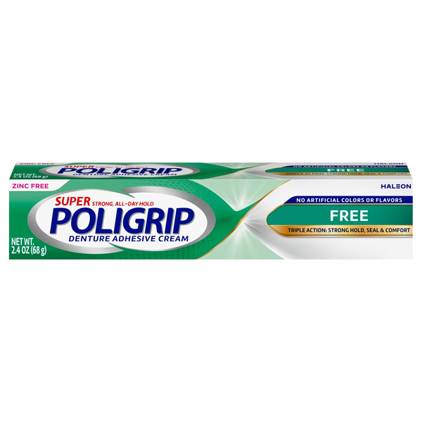 Super PoliGrip Zinc Free Denture Adhesive Cream
