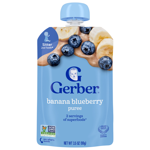 Gerber Sitter Banana Blueberry Puree Baby Food