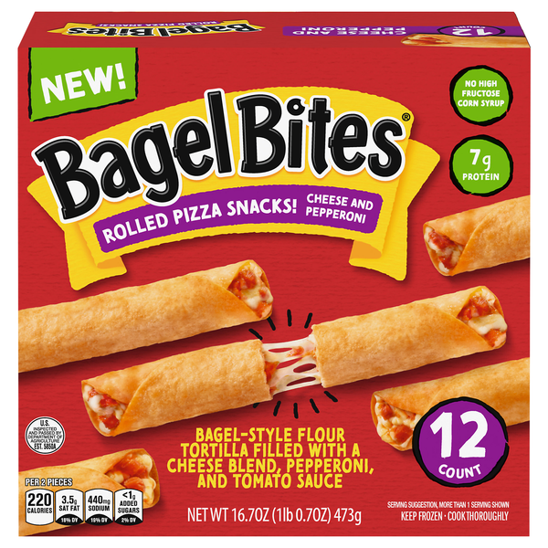 Bagel Bites Cheese & Pepperoni Rolled Pizza Snacks - 12 ct Frozen