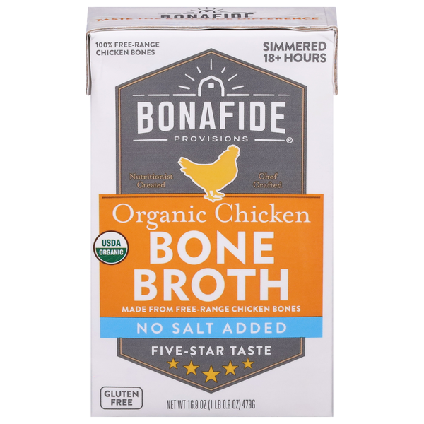 Bonafide Provisions Organic No Salt Added Chicken Bone Broth