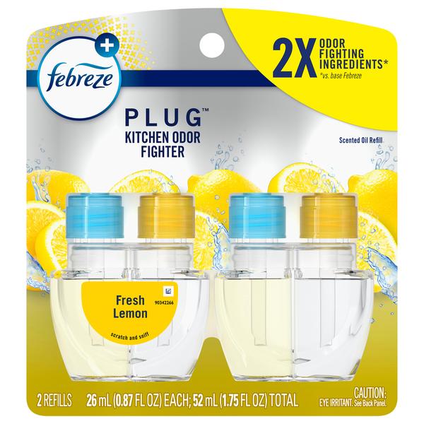 Febreze Plug Kitchen Odor Eliminator Fresh Lemon Scented Oil Refill